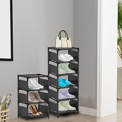 10-Tier Vertical Shoe Rack, Tall Narrow Shoe Shelf Space Saving Organizer for Entryway Door Small Space