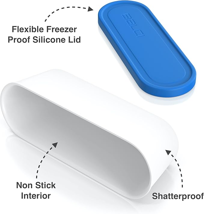 BALCI - Ice Cream Container - 2 Quart - Perfect Reusable Freezer Storage for Homemade Ice Cream Tubs for Sorbet, Frozen Yogurt and Gelato! - Flexible Silicone Lids, Long Scoop, Stackable - Blue