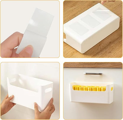 2 Pack Cabinet Organizer Storage, Adhesive Over Cabinet Door Organizer, No Drilling Space Saver Plastic Storage Containers Multi-Use for Kitchen Bathroom Office Bedroom, Translucent