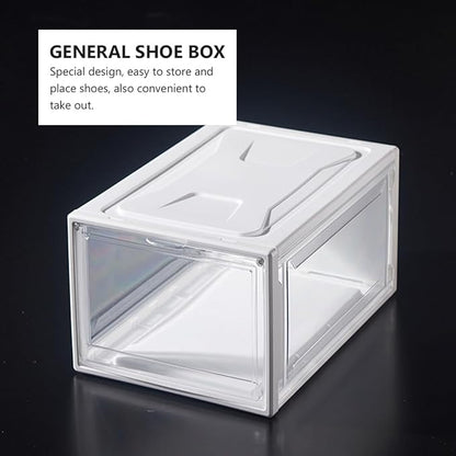 Luxshiny Sneaker Shoes Box with Clamshell Lid Large Stackable Shoe Storage Container for Men and Women for Closet and Home