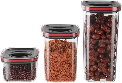 Cereal Storage Box,Large Capacity Airtight Food Storage Containers,Plastic Cereal Storage Containers for Kitchen Organizer Black2000ml