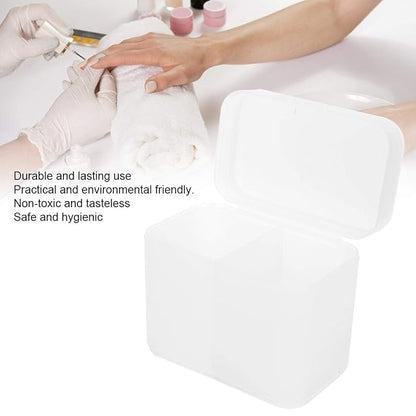 2-Grid Nail Storage Box, Transparent Cosmetic Organizer for Nail Polish, Remover Pads, Cotton & Crafts, Multi-Purpose Storage Container for Tools and Accessories