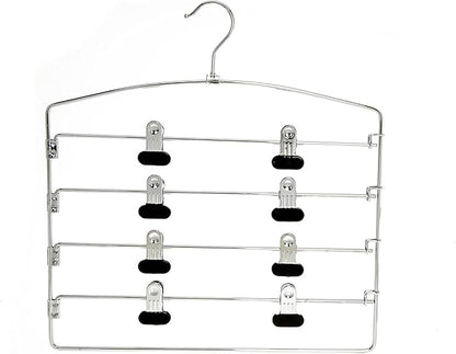 30 Pack Quality Multi Pants Hangers, Space-Saving Multi-Bar Metal Pants Hangers, Stable with Non-Slip Foam Padding, Swivel Hook for 5 Jeans Each, Suit Pants, Scarves, Towels, Trousers (Skirt, 30)