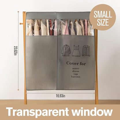 Non woven clothing cover with transparent window, suitable for hanging clothing storage protectors for dresses, tops, and outerwear (Ecru, 24inch*2Pack)