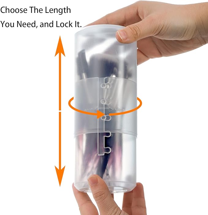 TOPZEA 4 Pack Retractable Makeup Brush Holders, Plastic Portable Cosmetic Organizer Travel Makeup Accessories Cups with Lid, Dust-proof Brushes Storage Case for Women, Make-up Artist