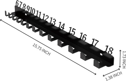 Metal Wrench Organizer, Wall-Mounted Storage Rack for Wrenches, Gift for Professional Mechanics, Sturdy Metal Rack, Combination Wrench Organizer for Wall, Holder for 13 wrenches（Fits 6mm to 18mm）