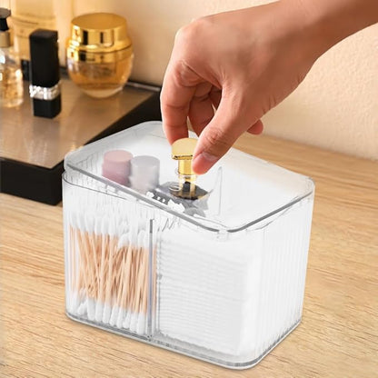Kakalote Qtip Holder Dispenser for Cotton Ball, Cotton Swab, Clear Swab Holder, Qtip Dispenser, Vanity Makeup Organizer, Floss Container(Transparent)