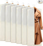 Aliceset 6 Pcs 24 x 65 inches Cotton Garment Bags for Hanging Clothes, Canvas Suit Bags for Clothes Coats Jackets Shirts Closet Storage Travel Gusseted Hanging Garment Cover