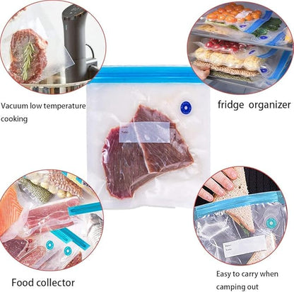 Sous Vide Bags -30pack Large Size 10.2x13.4in/ 26x34cm Food Vacuum Storage Bags, Reusable Vacuum Zipper for Sous Vide Cooking, with 6 Sealing Clips for Anova and Joule Cookers