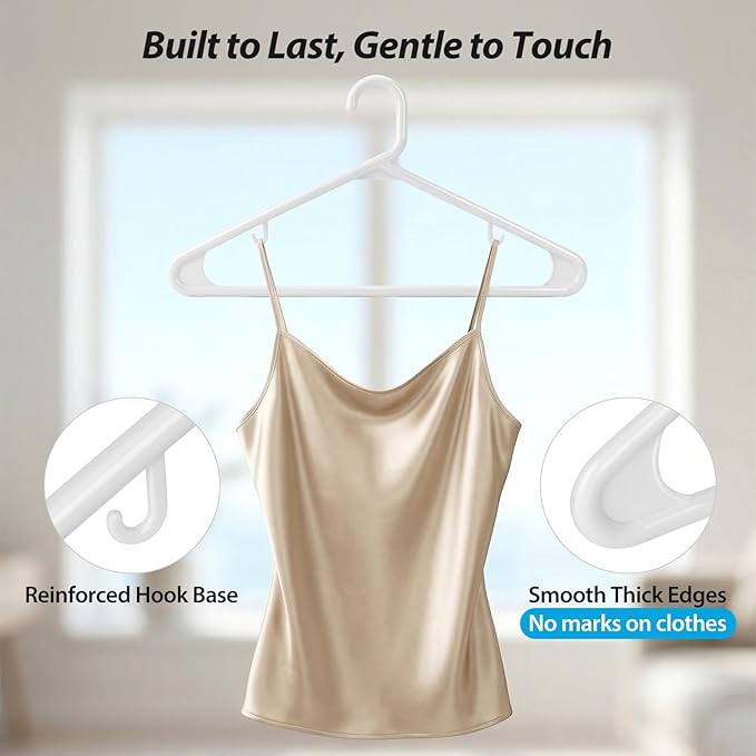 Heavy Duty Plastic Hangers – Super Thick & Reinforced with 20lb Capacity for Coats, Jackets, Pants – Durable Non-Slip Closet Hangers for Heavy Clothing (White, 30 Pack)