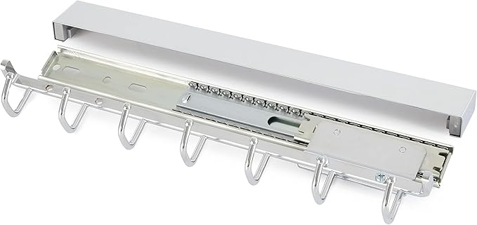 Rev-A-Shelf Sidelines 14" Pull Out Sliding Deluxe Belt, Scarf, Tie Accessory Organization Rack Holder Hanger with 7 Hooks, Chrome, CBRSL-14CR-1