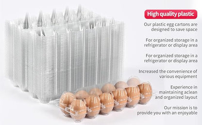 120 pc large clear plastic Egg Carton, can accommodate 2.5 ounces of eggs,12grid Eggs Carton Bulk , clear Large egg cartons ,It Can Hold 2.3 oz of eggs Perfect for Family, Farm, Markets..(2*6)
