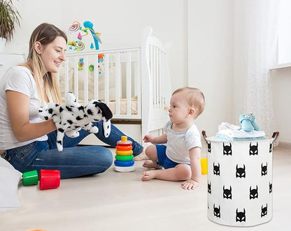 Large Sized Storage Baskets with Handle,Collapsible & Convenient Home Organizer Containers for Kids Toys,Baby Clothing (Black Bats)