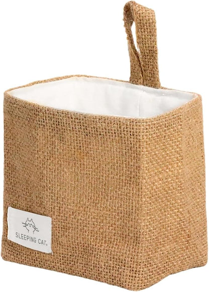 TENEBRALUX Small Cotton and Linen Hanging Storage Basket for Desktop, Ideal for Organizing Keys and Miscellaneous Items.