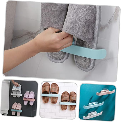 9pcs Wall Mounted Slipper Rack Closet Organizers and Storage Store Revolving Shoe Racks Door Shoe Holder Shoes Rack Over The Door Hooks Hanging Accessory Para Slot Pole Pull Rod