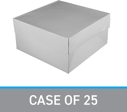 Hat Boxes with Handles - White - 14" x 14" x 7" - Case of 25 - Sturdy White Cardboard Hat Box with Handles - Premium Cardboard Hat Boxes with Lids for Secure Storage - Elegant Hat Box Solution