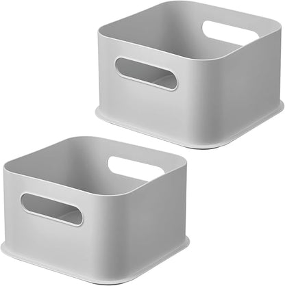 InterDesign iDesign Storage Bins with Handles - Organize Kitchen, Bathroom, or Home Office - Set of 2 - Gray