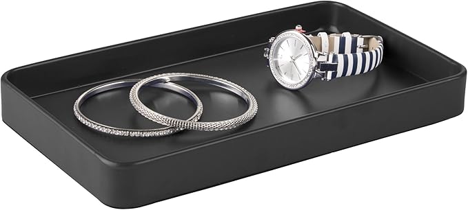 iDesign Steel Vanity Tray for Bathroom Organization and Storage - Matte Black