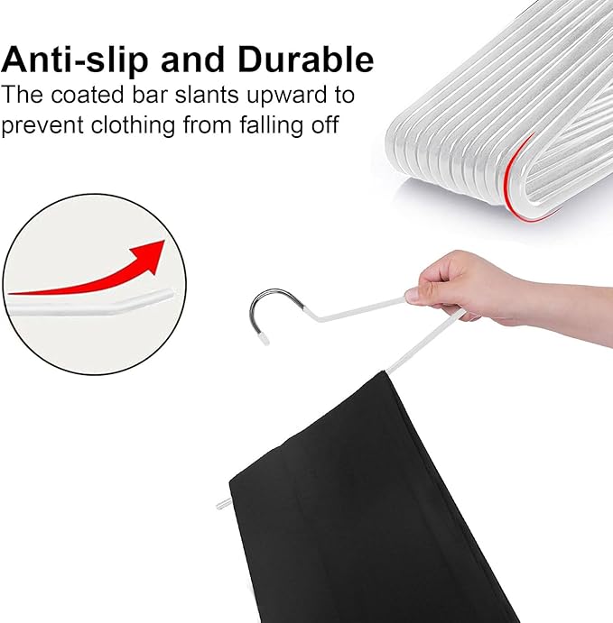 devesanter Pants Hanger, 30 Pack Space Saving Open-Ended Metal Pants Hanger, Non Slip Trousers Slack Hangers Organizers for Pants Jeans Slacks Scarf Trousers Ties，White