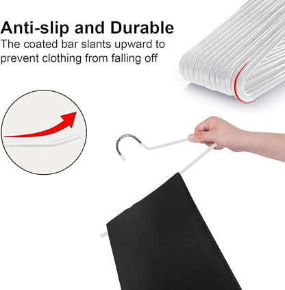 devesanter Pants Hanger, 30 Pack Space Saving Open-Ended Metal Pants Hanger, Non Slip Trousers Slack Hangers Organizers for Pants Jeans Slacks Scarf Trousers Ties，White