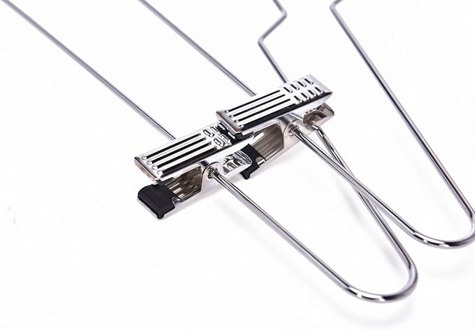 Quality Hangers Metal Skirt Hangers with Clips 10 Pack - Wire Pants Hangers with Swivel Hook - Heavy Duty Hangers for Jeans with Adjustable Metallic Clips - Ideal Clothing Hangers (10, 16")