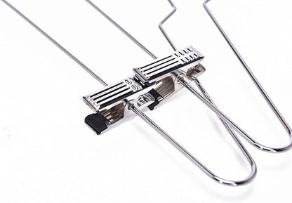 Quality Hangers Metal Skirt Hangers with Clips 10 Pack - Wire Pants Hangers with Swivel Hook - Heavy Duty Hangers for Jeans with Adjustable Metallic Clips - Ideal Clothing Hangers (10, 16")
