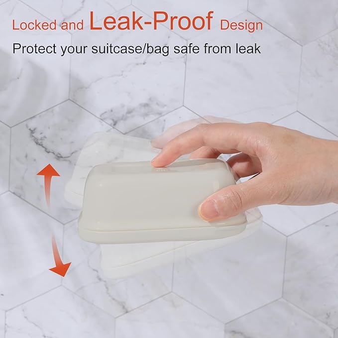 Quatish 2 Pack Travel Soap Container, Portable Soap Holder with Lid, Travel Bar Soap Holder, Soap Case for Camping Gym Travel, Soap Box for Bathroom,Beige