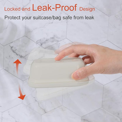 Quatish 2 Pack Travel Soap Container, Portable Soap Holder with Lid, Travel Bar Soap Holder, Soap Case for Camping Gym Travel, Soap Box for Bathroom,Beige