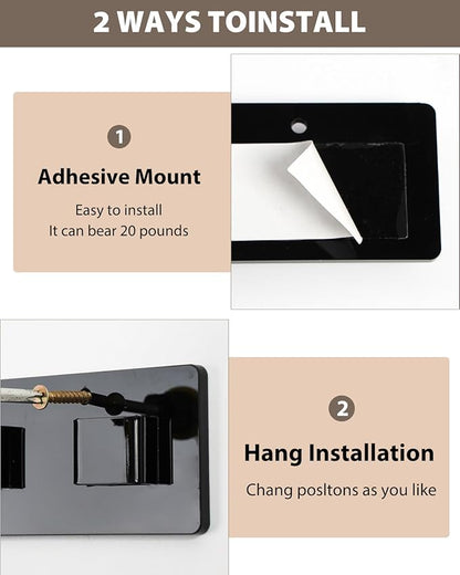 Sunglasses Holder Organizer, 2 Pack Acrylic Sunglasses Organizer Wall Mounted Eyeglasses Display Holder Eyewear Glasses Hanging Rack for Entryway Living Room Bedroom (Black)