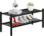 2 Tier Bamboo Shoe Rack Storage Organizer for Closet, Multifunctional Stackable Free Standing Shoe Shelf Organizer for Small Space,Entryway,Hallway,Bathroom 27"x11"x13" (Black, 2 Tier)