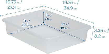 ECR4Kids Letter Size Plastic Tray Organizer with Lids, Small, Storage Bins, Clear, 10-Piece