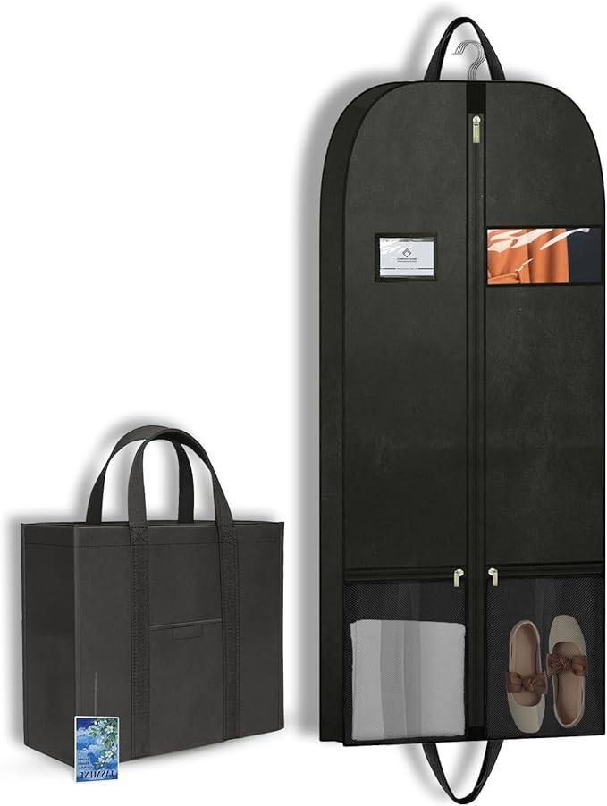 54" Garment Bags for Closet Storage and Travel, Gusseted Hanging Garment Bags for Men Women with Pockets Handles and Zipper, Suit Cover Bags for Clothes, Suits, Tuxedos, Dress, Shirts, Coats, Jackets