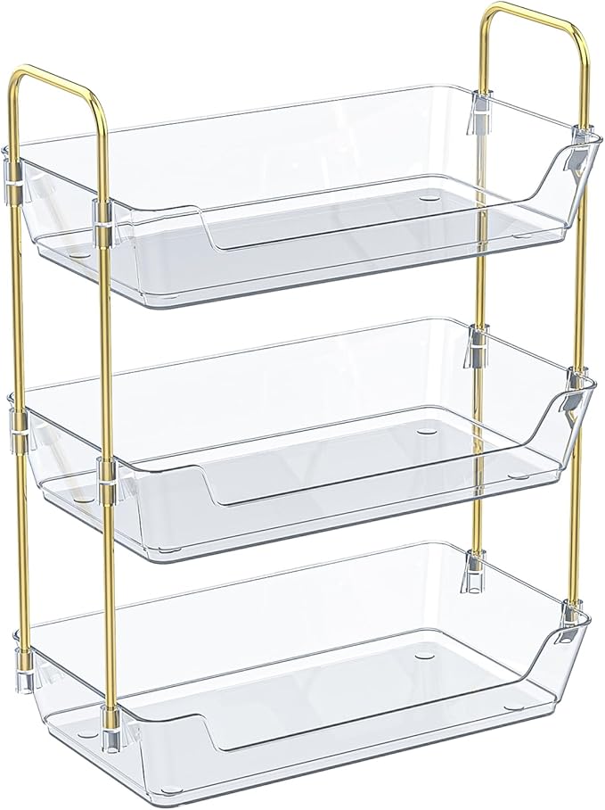 Leoenir 3-Tier Bathroom Organizer Countertop – Makeup, Perfume, and Skincare Storage Tray for Bathroom, Dresser, and Vanity