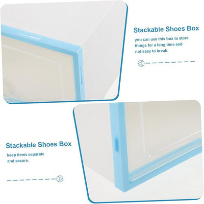 6pcs Shoebox Storage Case for Women Stackable Plastic Shoe Containers for Home Dorm Small Spaces