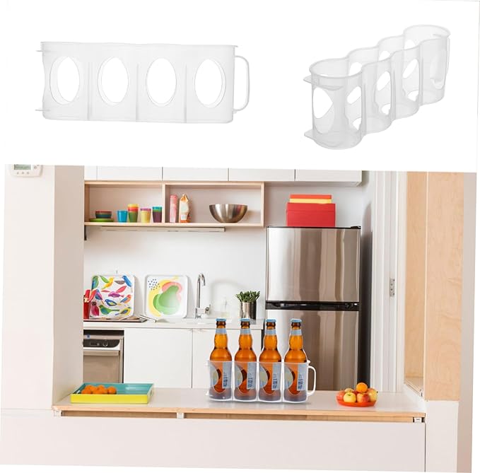 Hemoton 2pcs Refrigerator Organizer Bins Drink Holder Storage Bin Portable Can Dispenser Beverage Holder for Fridge Storage Sliding Freezer Kitchen Countertops Cabinets