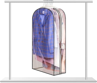 Clear Garment Bags for Hanging Clothes, 10" Gusseted Garment Covers for ClosetStorage, 40"Long Hanging Plastic Clothes Cover for Coat, Dress, Fur, BreathableFabric,Keep Clothes Neat and Tidy