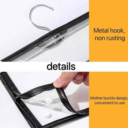 Transparent Bathroom Hanging Clothes Bag Dorm Supplies Dorm Room Essentials Waterproof Shower Storage Organizer (Black,Upgraded version)