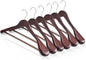 HOUSE DAY Wood Suit Hangers for Men, Wide Shoulder Wooden Hangers with Non Slip Pants Bar, Smooth Retro Finish 360° Swivel Hook Solid Wood Coat Hangers for Heavy Clothes Hanger 6 Pack (Cherry Wood)