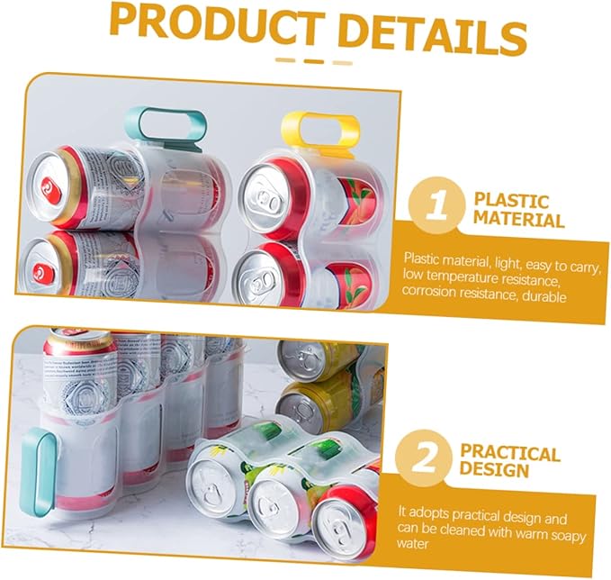 KICHOUSE 3pcs Can Dispenser for Refrigerator Soda Storage Organizer Fridge Organizer Bins Space-saving Drink Can Storage Box Random Color