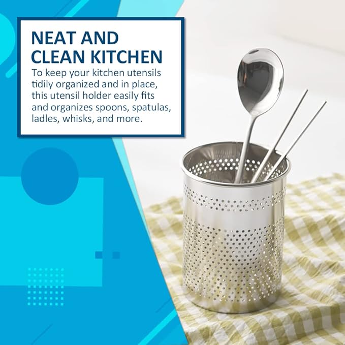 HOME&I Silverware Drying Basket, Hanging Utensil Holder for Dish Rack, Very Small Stainless Steel 304 Cutlery Caddy for Kitchen Sink & Countertop (Round)