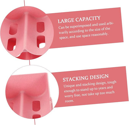 MERRYHAPY 4pcs Stackable Can Holder Drink Organizer for Refrigerator Stylish Storage Rack for Cans and Bottles Space-Saving Design Pink for Home and Pantry Use
