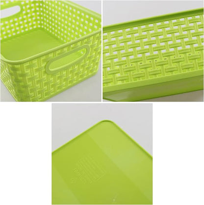 Plastic Storage Woven Basket Bins, 6 Packs