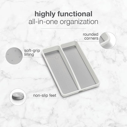 madesmart Premium Small Utensil Tray, Deep Storage for Ladles, Whisks & Serving Tools, Non Slip Lining, for Drawers & Home Organization, White