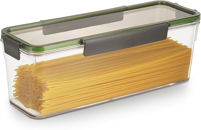 72oz Spaghetti Pasta Storage Container - Clear Plastic Noodle Holder with Airtight Lid Kitchen Pantry Food Storage Organizer for Rice Flour Cereal Oats Cracker Coffee Bean Linguini Lasagna (Square*1)