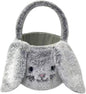 Easter Bunny Basket Plush Decorative Basket for Eggs Candy and Small Gifts (Gray)
