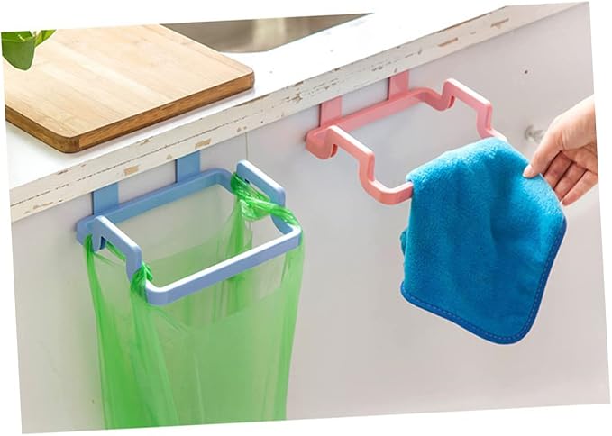 Garneck Kitchen Trash Bag Rack Hanging Cabinet Garbage Storage Removable Bracket Fits Thin Doors
