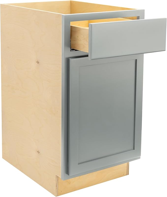 Quicklock RTA (Ready-to-Assemble) | Base Kitchen Cabinets - Shaker Style | Made in America (Magnetic Gray, 18" Wx34.5 Hx24 D Base)