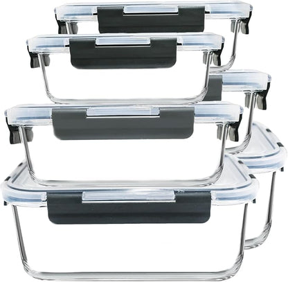 M MCIRCO 67.4oz(8.3 cup), 33.8oz(4.2 cup)& 18.6oz(2.1 cup) Extra Large Glass Food Storage Containers Set with Lids, 6 Pack Airtight Glass Storage Container for Microwave,Oven,Freezer Dishwasher