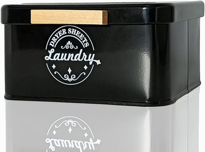 SACREDAY Dryer Sheet Holder Container for Laundry Room Organization, Farmhouse Laundry Organization and Storage, Metal Dryer Sheet Dispenser for Laundry Room Decor (Black)