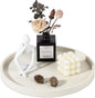 Silicone Bathroom Tray Round Vanity Tray Decorative Soap Holder Kitchen Countertop Organizer Coffee Table Decor for Candle, Perfume, Plant, 12 Inch, Beige